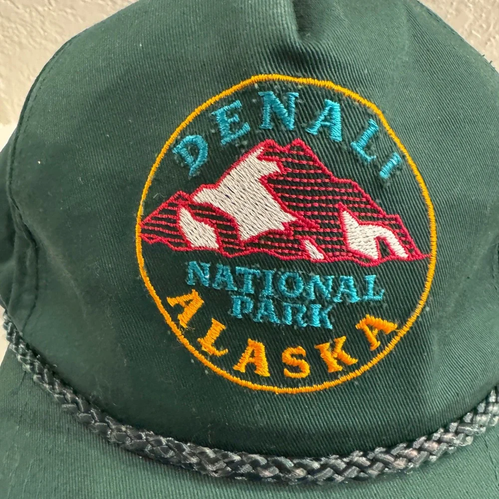 Denali National Park Alaska‎ Embroidered Rope Hat Green Adult One Size Snapback